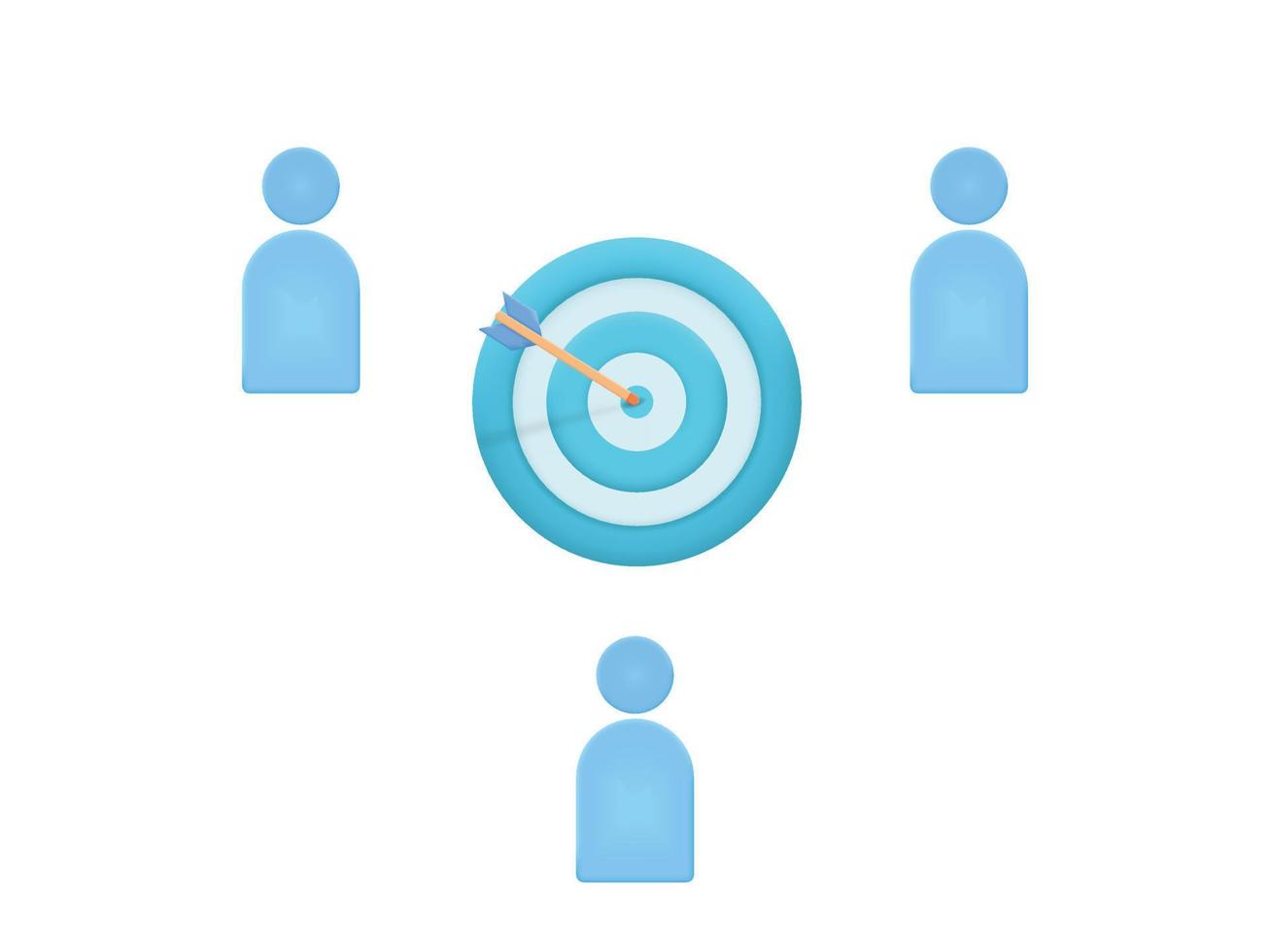 employess aiming at shooting mark. business team goals icon vector