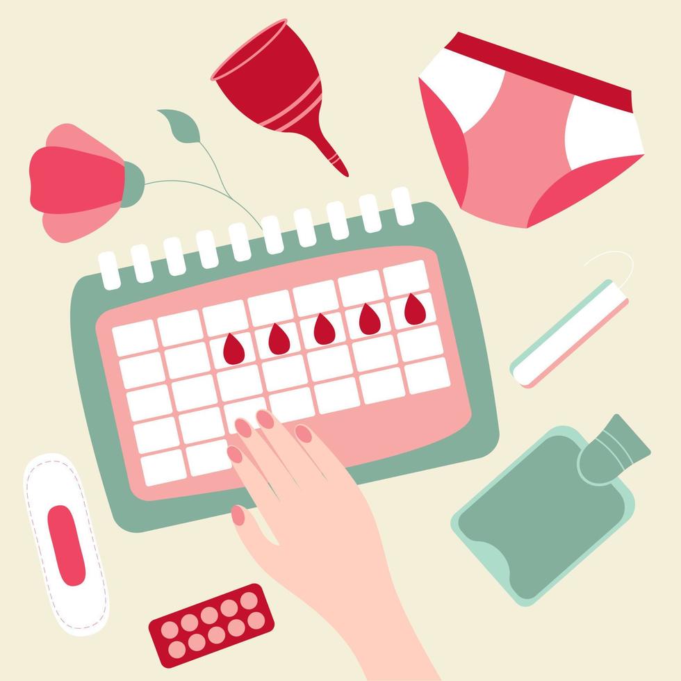 calendario menstrual para el control de la menstruación y la planificación del embarazo. signos 