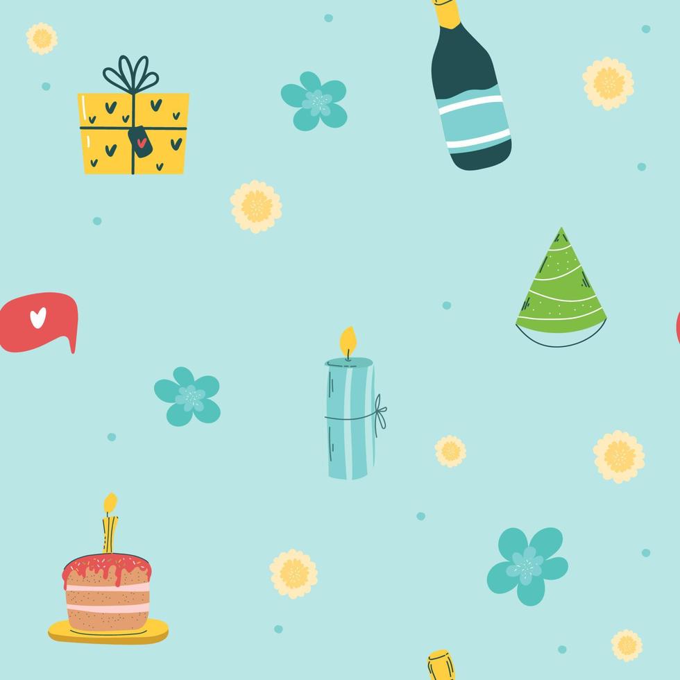 colorful birthday seamless pattern perfect for gift wrap, gift bag and etc. vector