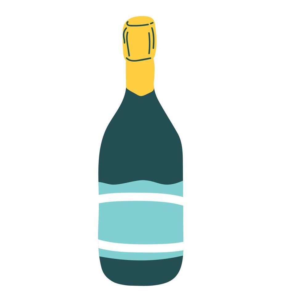 una botella de champán icono aislado aislado en blanco vector