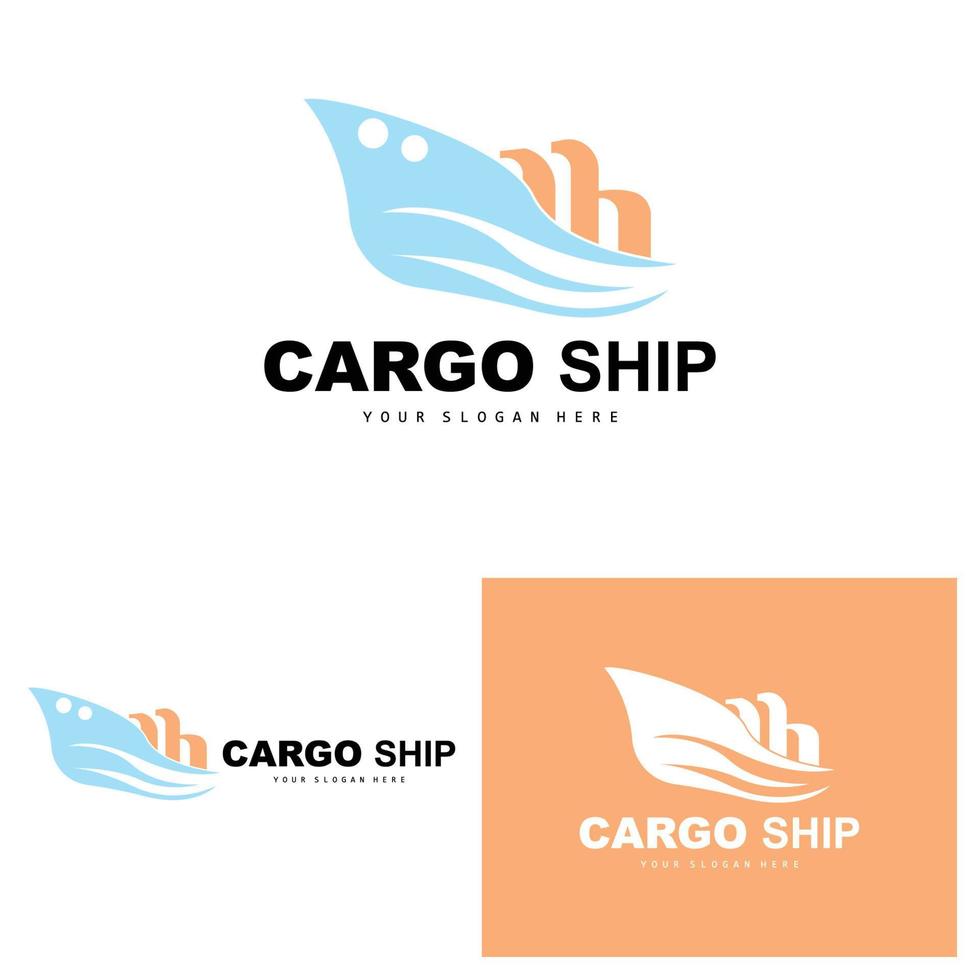 Cargo Ship Logo, Fast Cargo Ship Vector, Sailboat, Design For Ship Manufacturing Company, Waterway Sailing, Marine Vehicles, Transport, Logistics vector