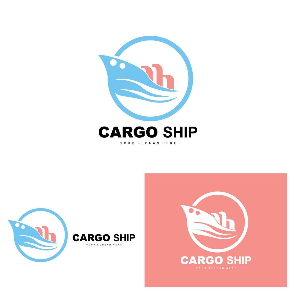 Cargo Ship Logo, Fast Cargo Ship Vector, Sailboat, Design For Ship Manufacturing Company, Waterway Sailing, Marine Vehicles, Transport, Logistics vector