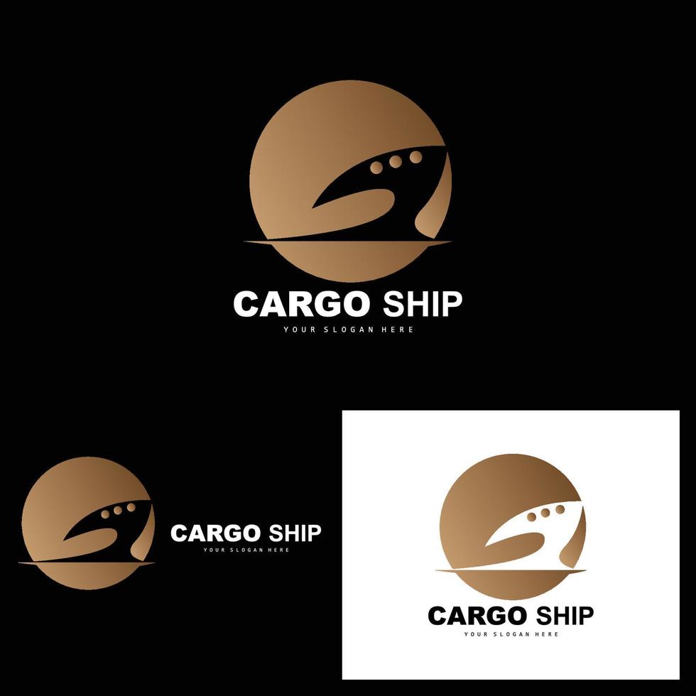 logotipo de buque de carga, vector de buque de carga rápida, velero, diseño para empresa de fabricación de buques, navegación fluvial, vehículos marinos, transporte, logística