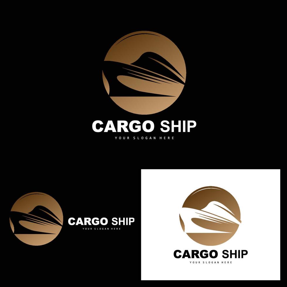 Cargo Ship Logo, Fast Cargo Ship Vector, Sailboat, Design For Ship Manufacturing Company, Waterway Sailing, Marine Vehicles, Transport, Logistics vector