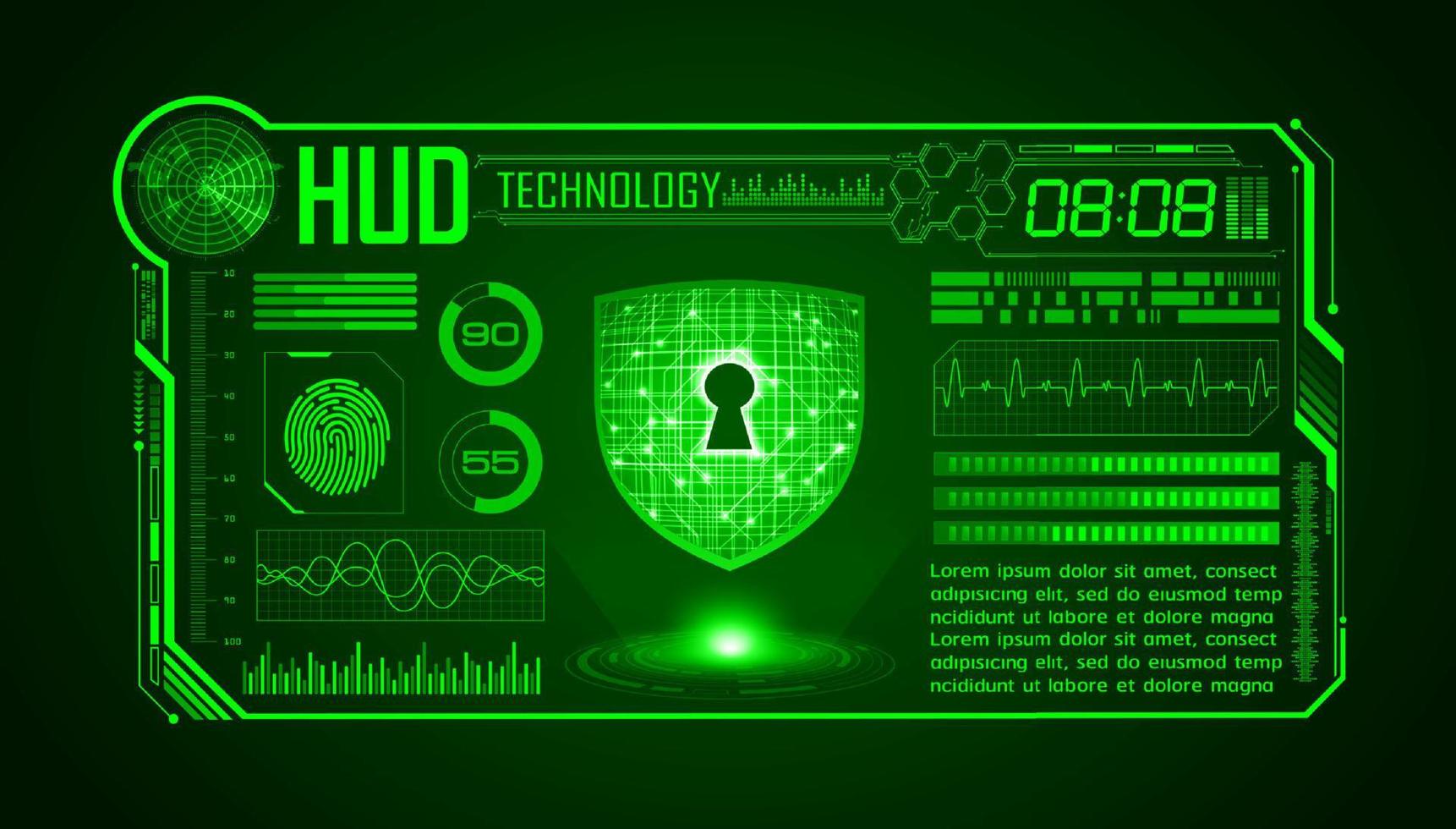 Modern HUD Technology Screen Background with padlock vector