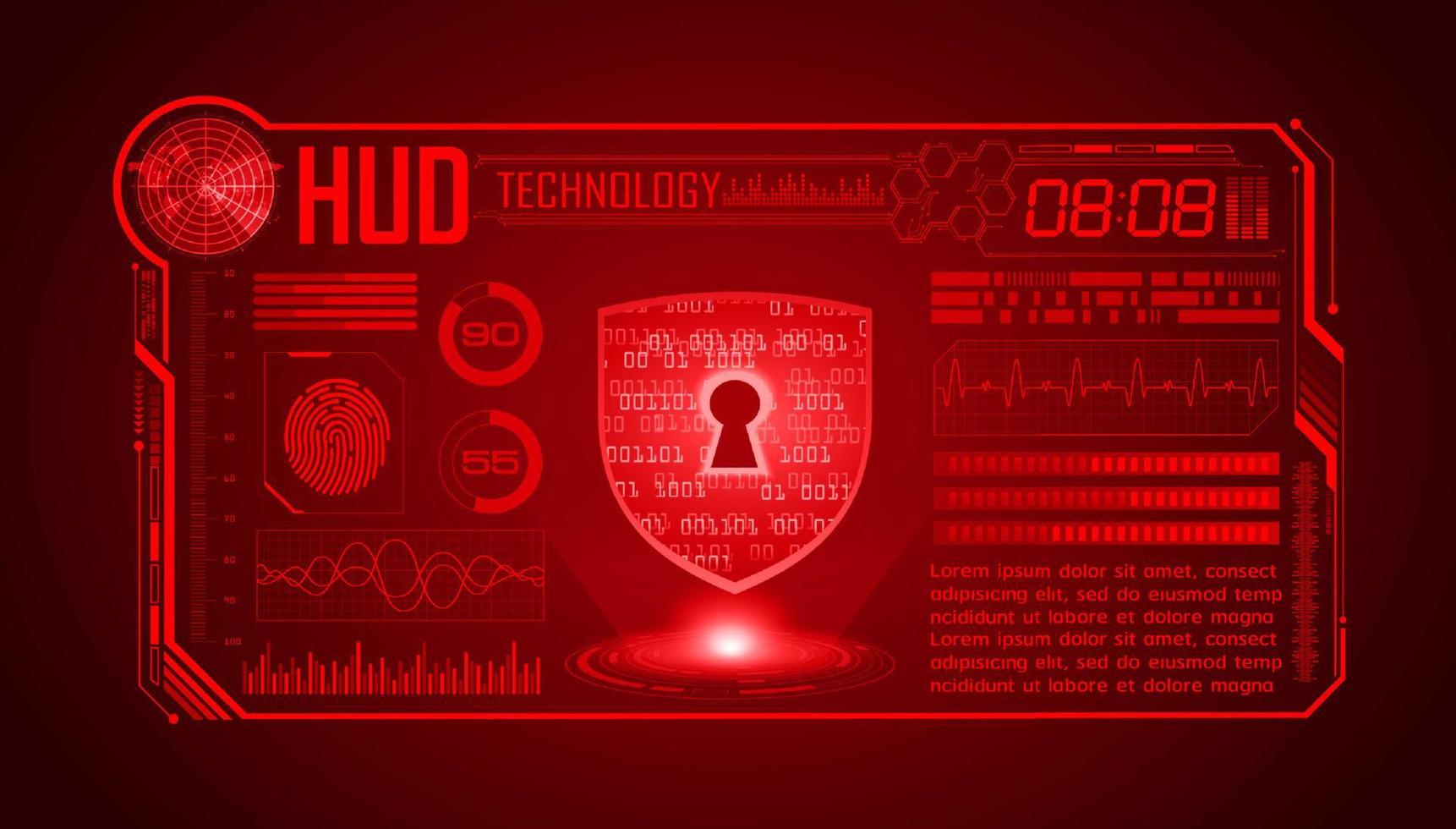 Modern HUD Technology Screen Background with padlock vector