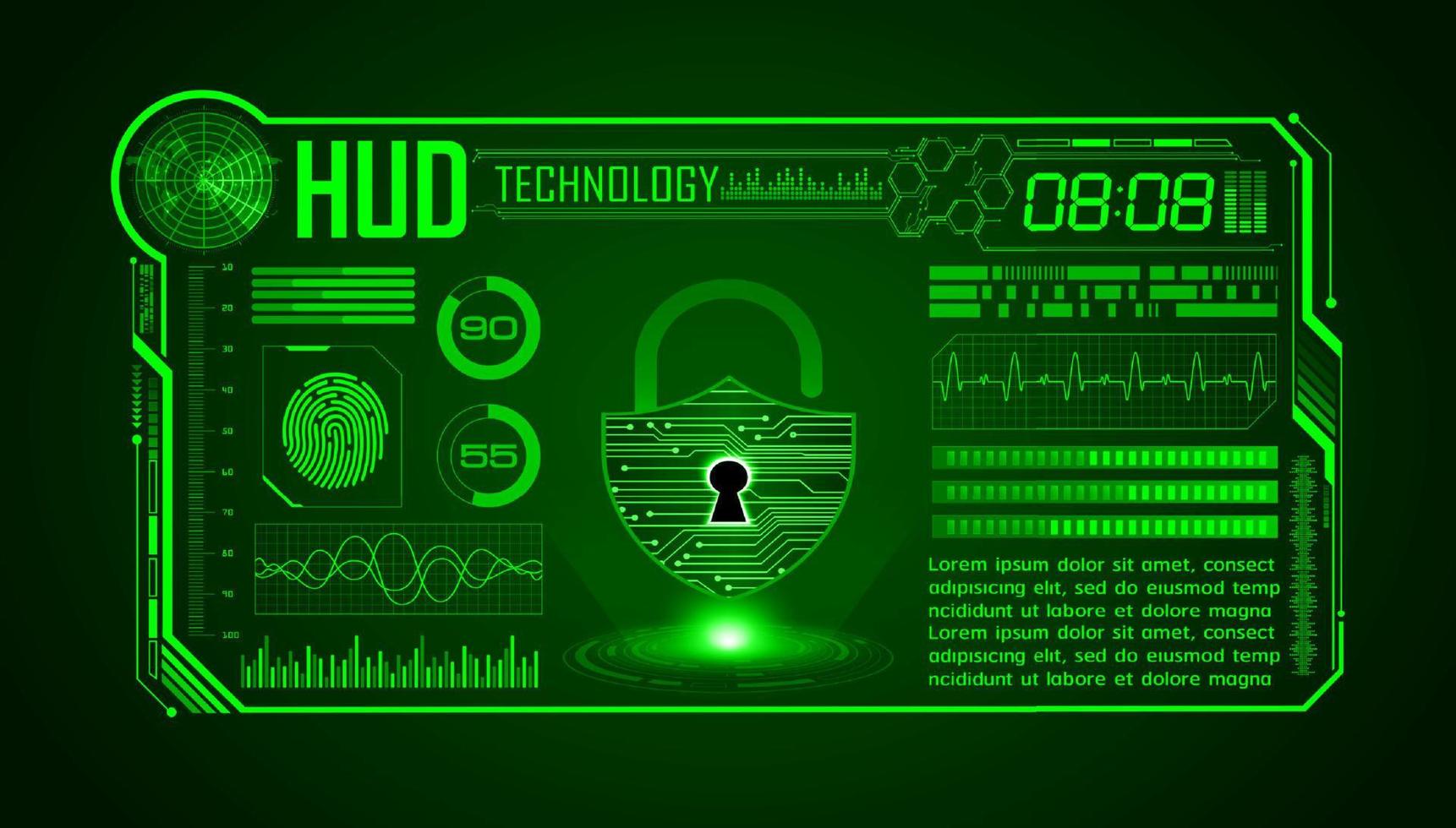 Modern HUD Technology Screen Background with padlock vector