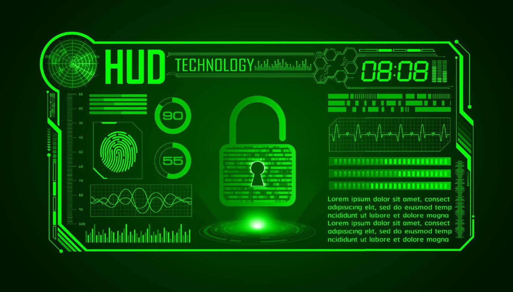 Modern HUD Technology Screen Background with lock vector