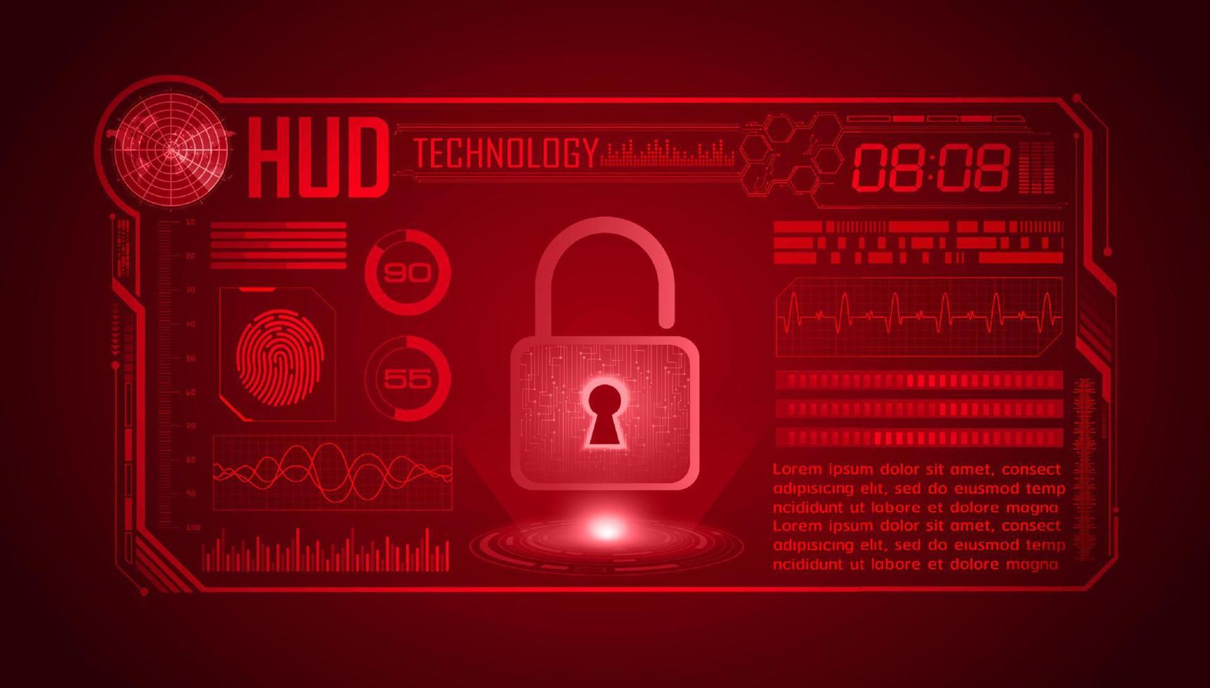 Modern HUD Technology Screen Background with lock vector