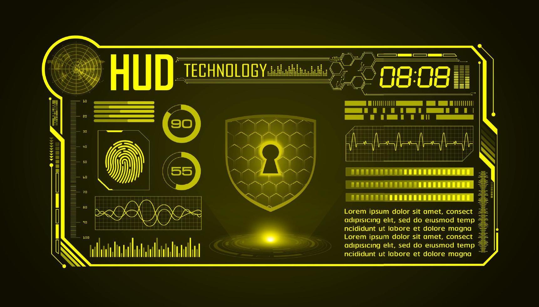 Modern HUD Technology Screen Background with padlock vector