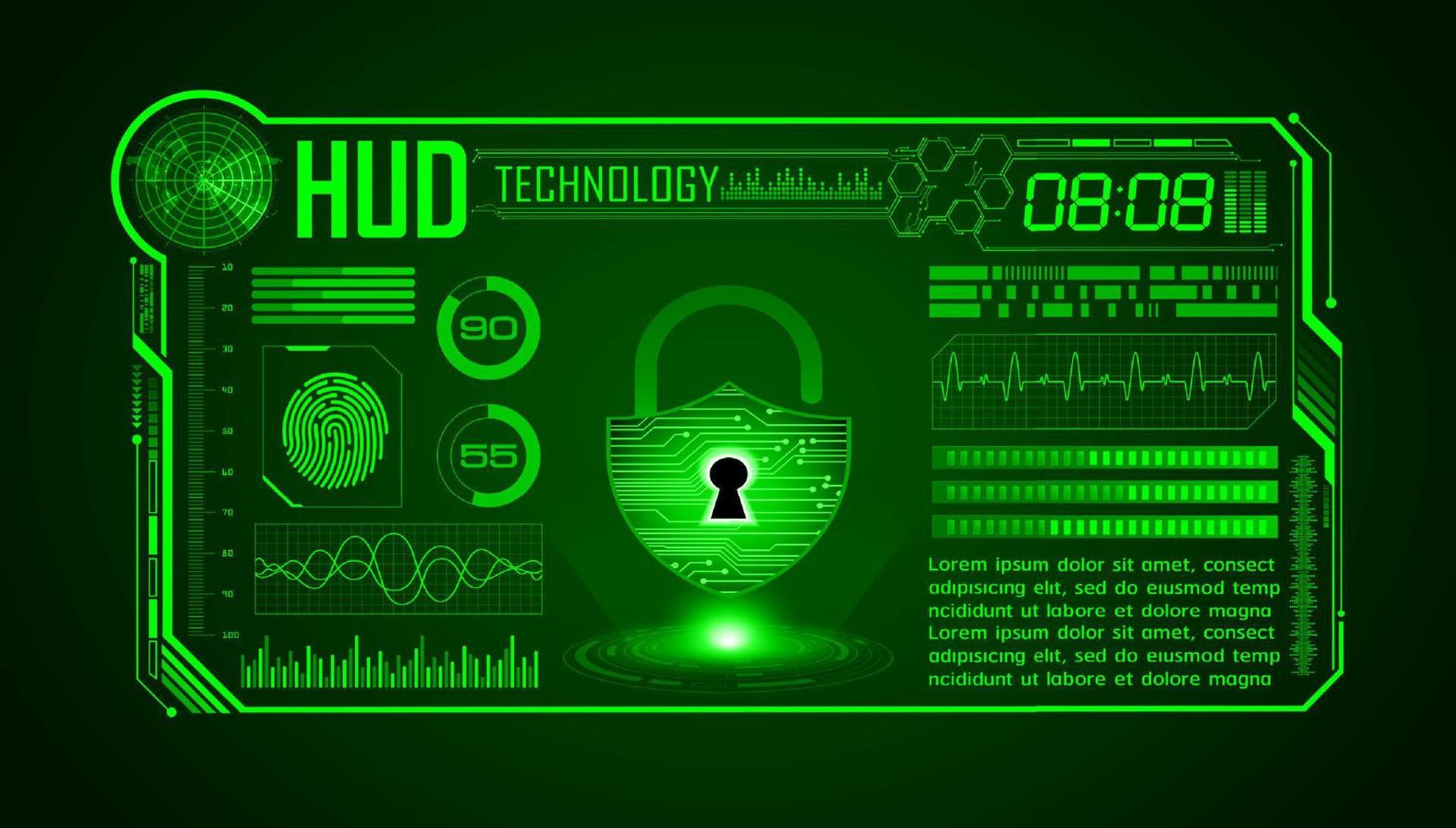 Modern HUD Technology Screen Background with padlock vector