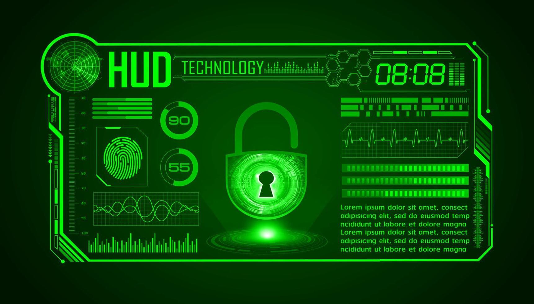 Modern HUD Technology Screen Background with lock vector