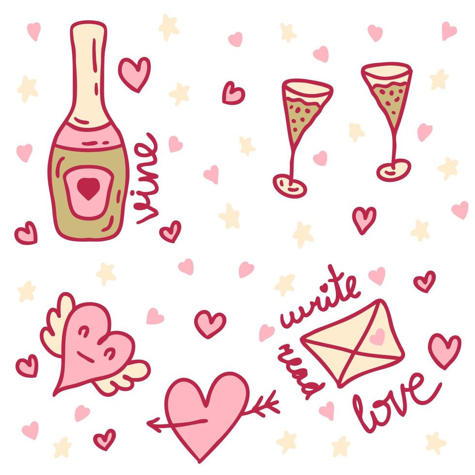 Valentine's Day elements collection for stickers, tee, cards. vector