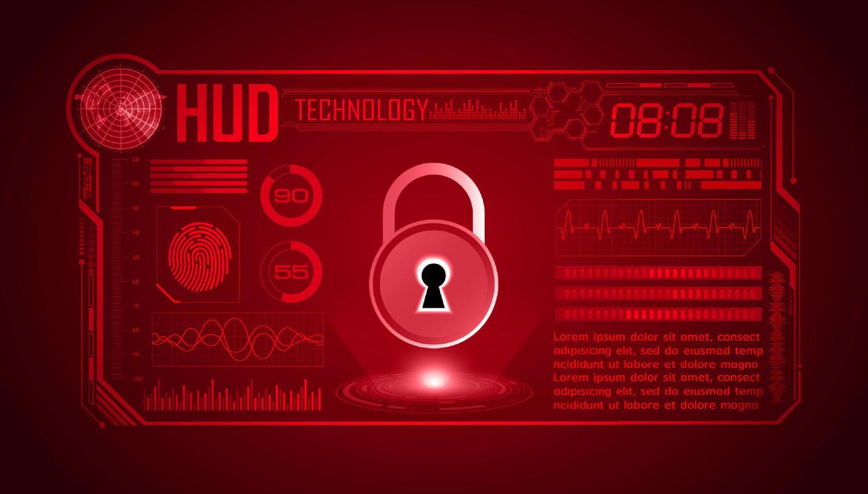 Modern HUD Technology Screen Background with lock vector