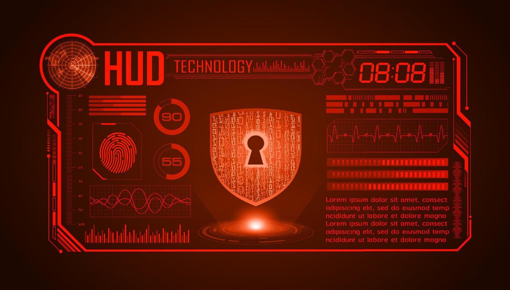 Modern HUD Technology Screen Background with lock vector