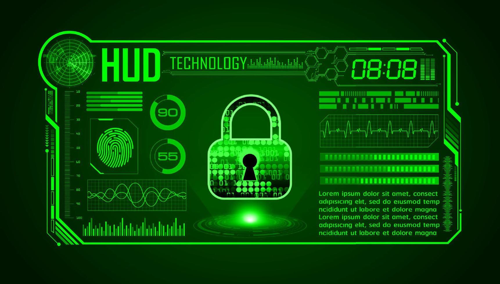 Modern HUD Technology Screen Background with lock vector