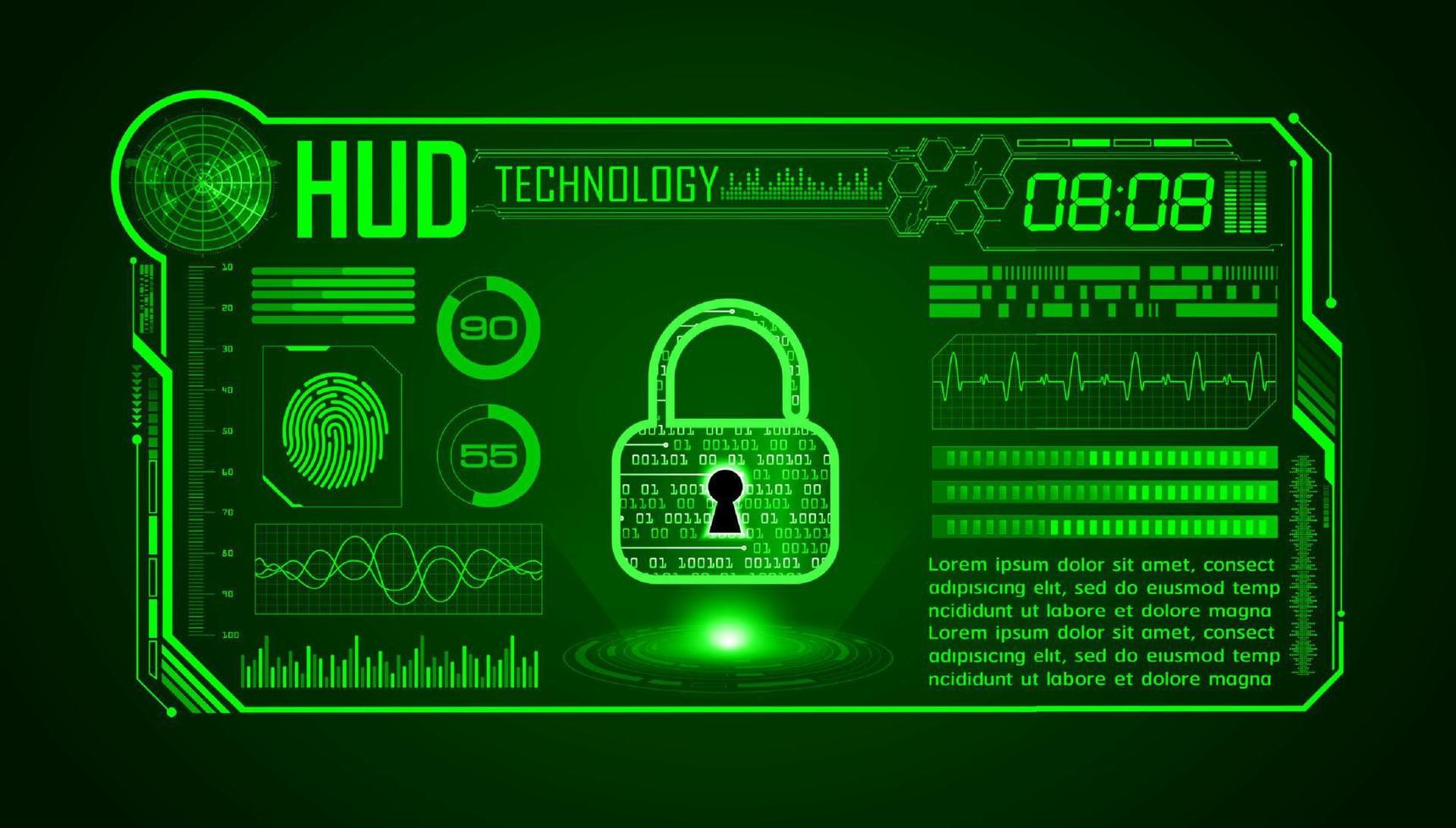Modern HUD Technology Screen Background with lock vector