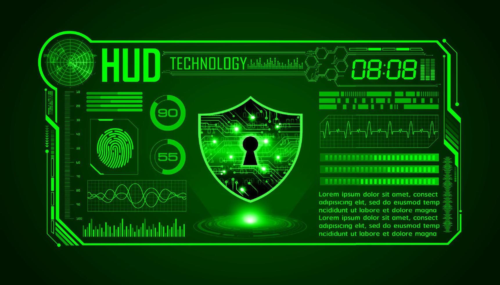 Modern HUD Technology Screen Background with lock vector