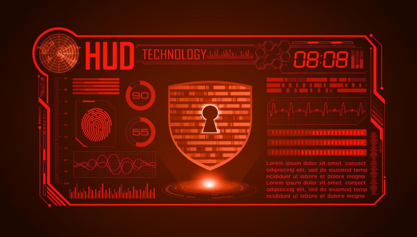 Modern HUD Technology Screen Background with lock vector