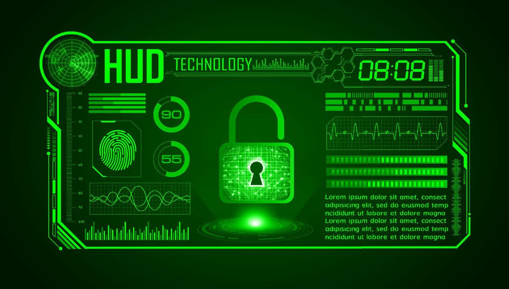 Modern HUD Technology Screen Background with lock vector