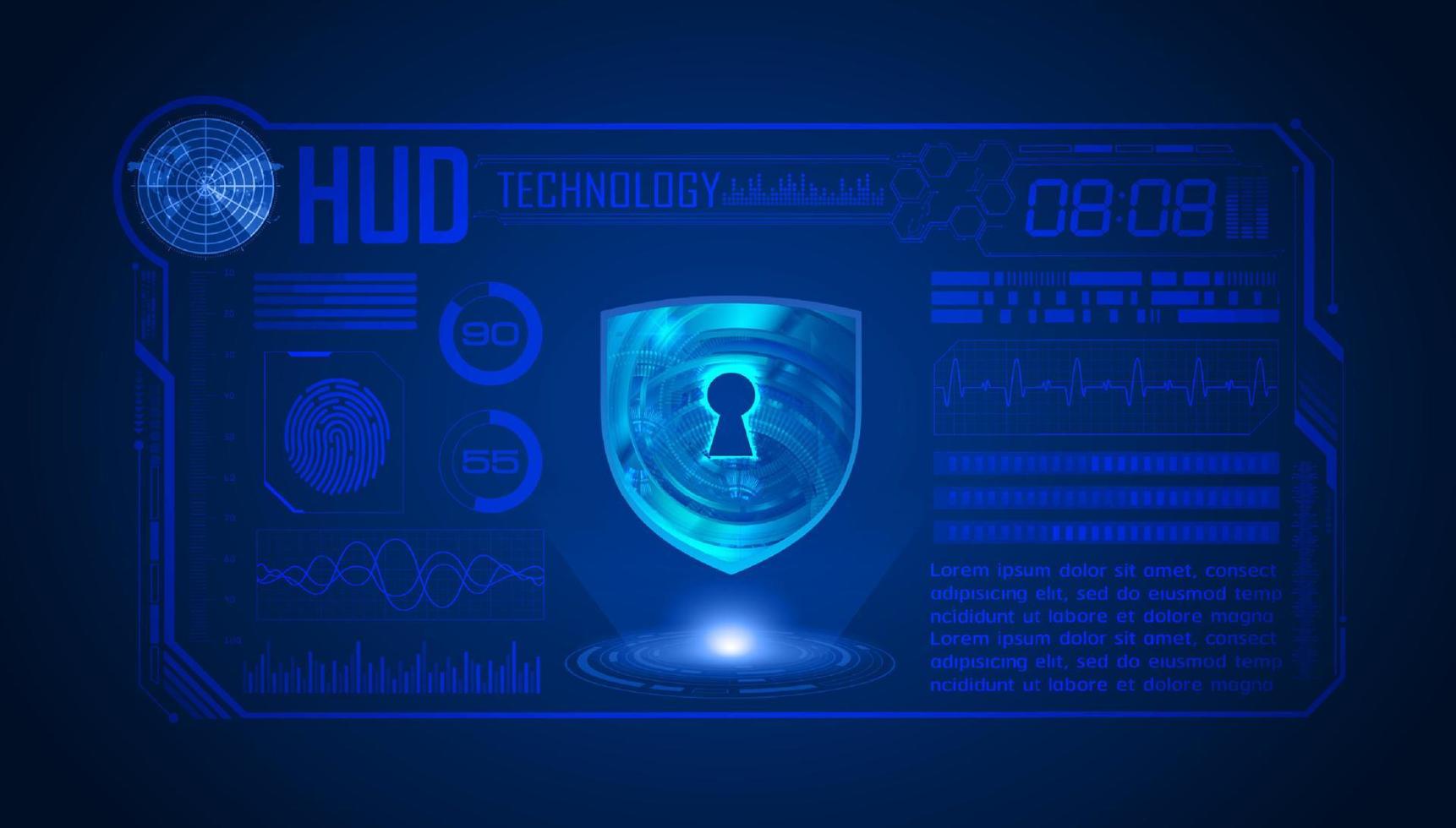 Modern HUD Technology Screen Background with lock vector