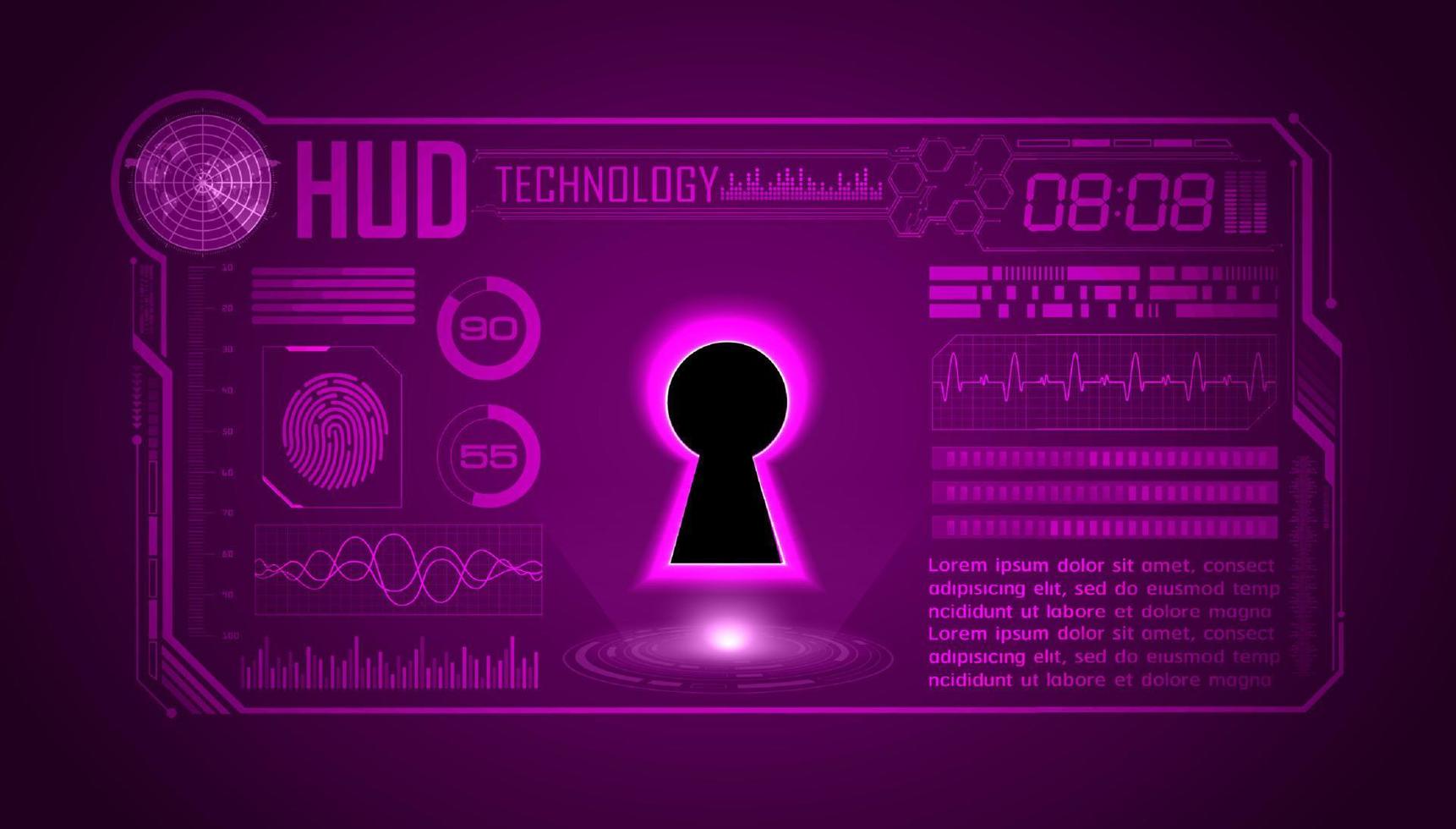 Modern HUD Technology Screen Background with lock vector