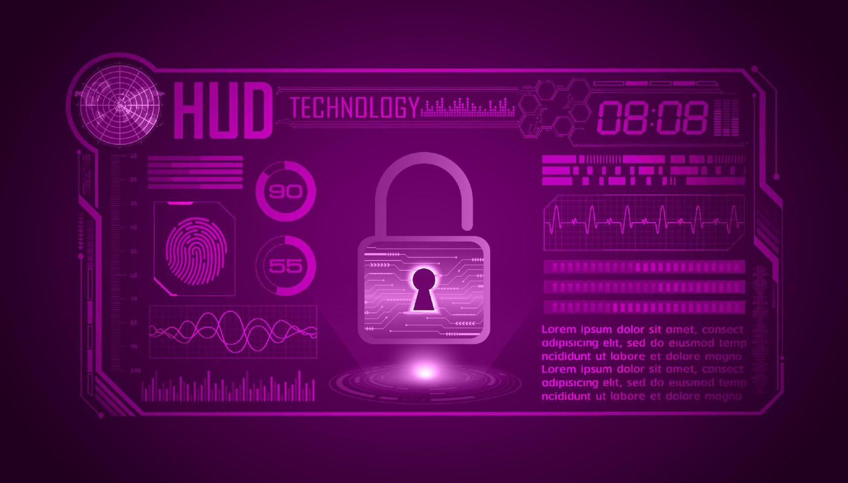 Modern HUD Technology Screen Background with lock vector