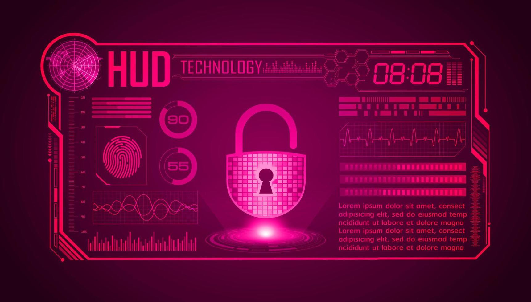 Modern HUD Technology Screen Background with lock vector
