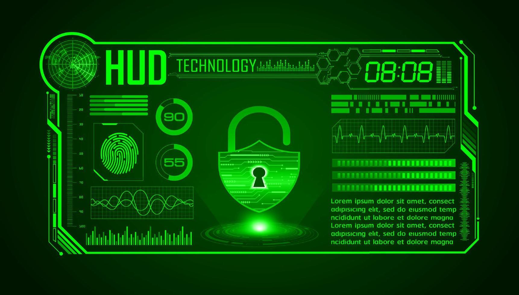 Modern HUD Technology Screen Background with lock vector