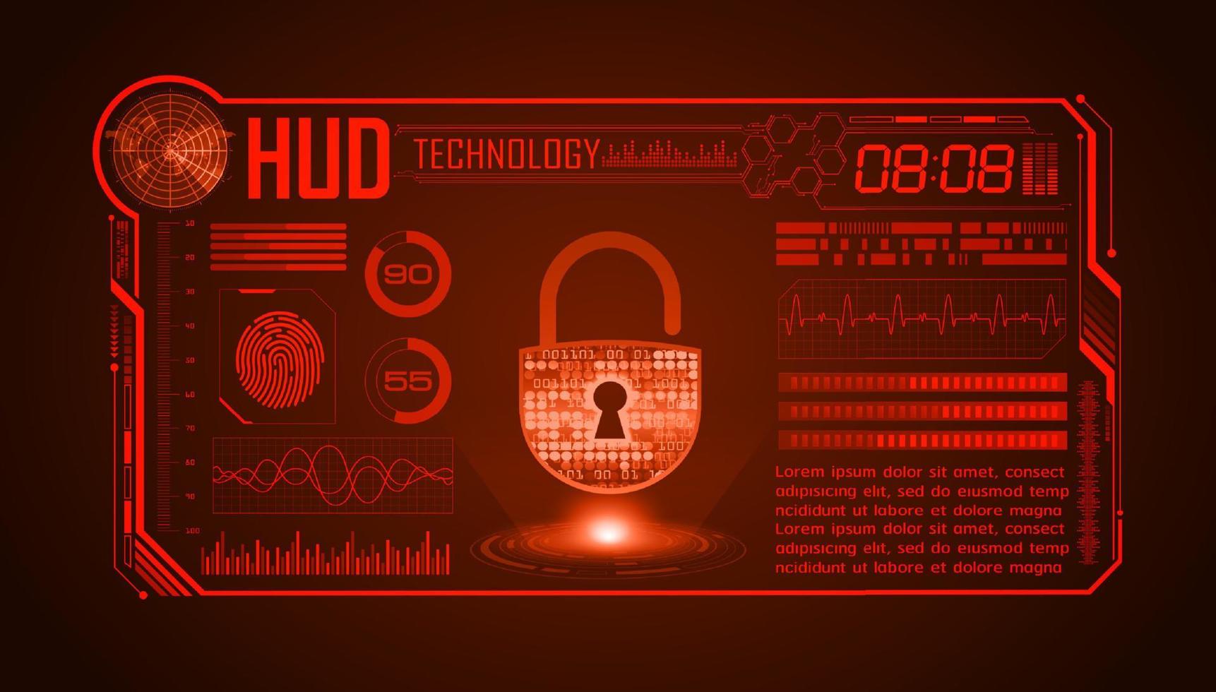 Modern HUD Technology Screen Background with lock vector