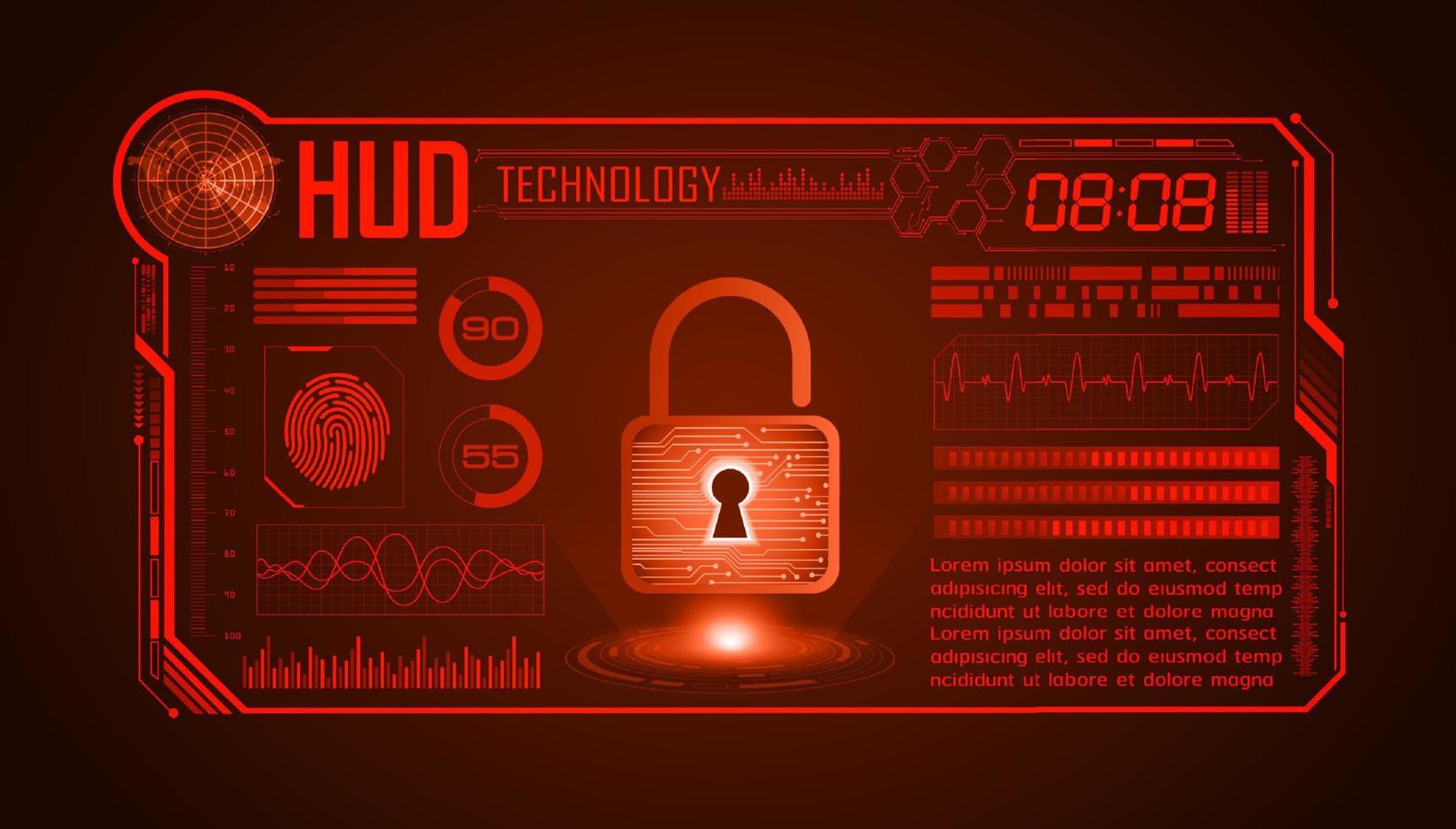 Modern HUD Technology Screen Background with lock vector