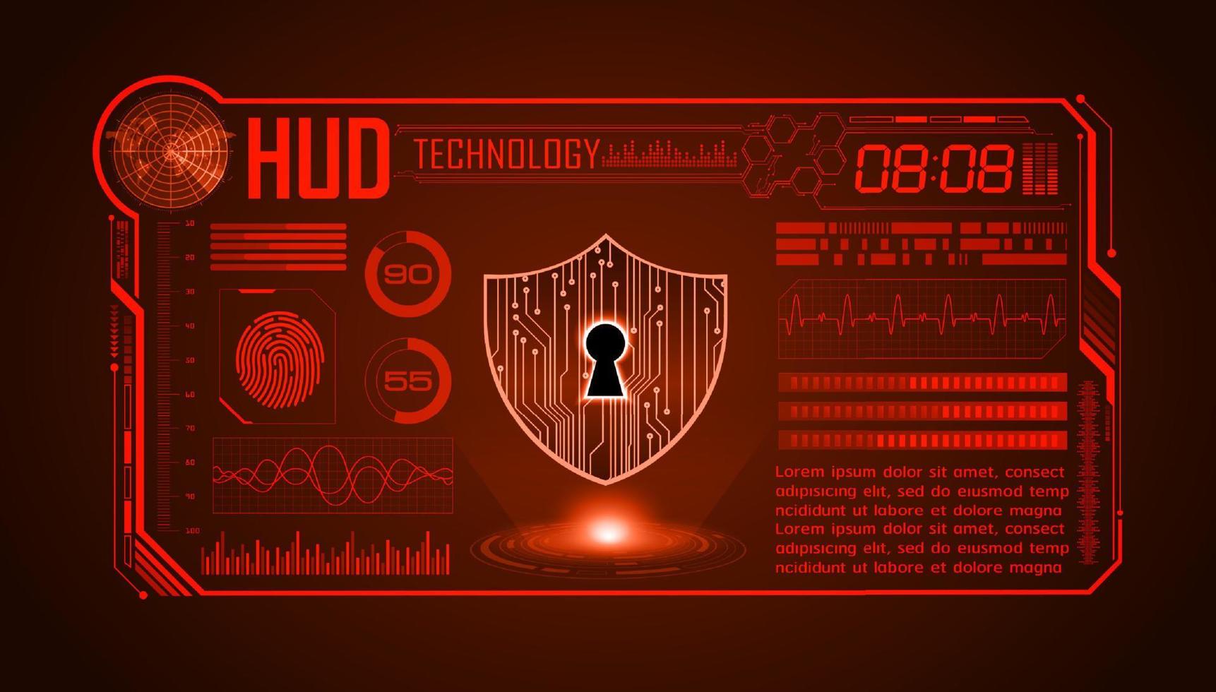 Modern HUD Technology Screen Background with lock vector