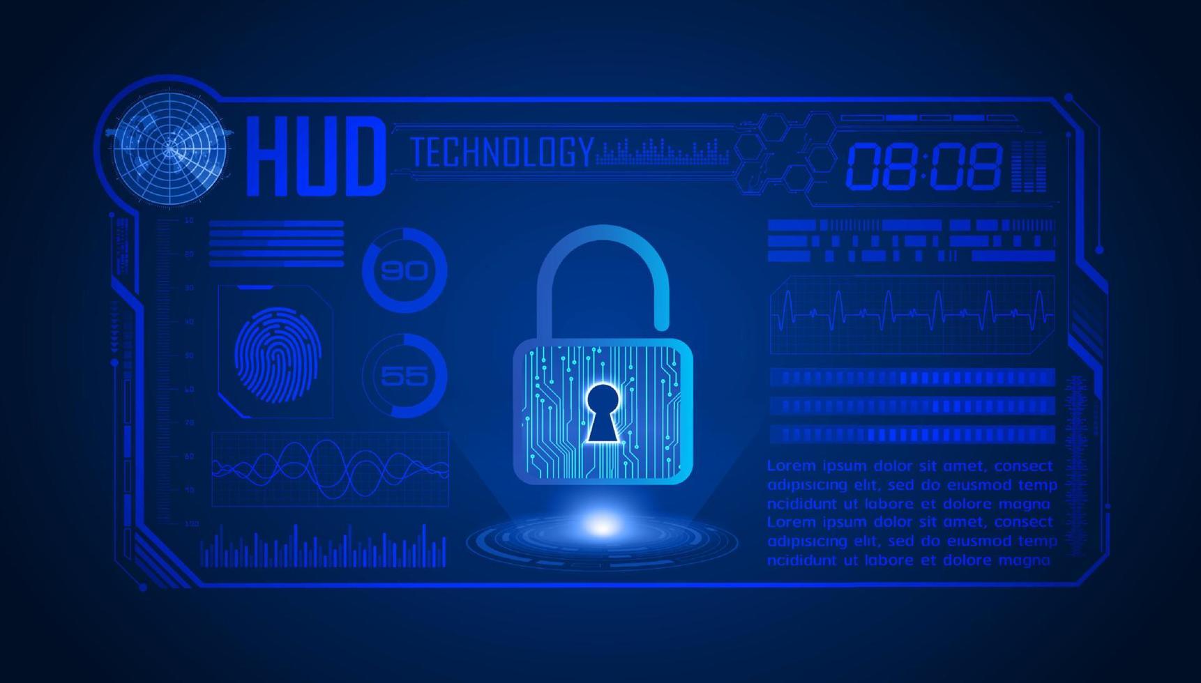Modern HUD Technology Screen Background with lock vector