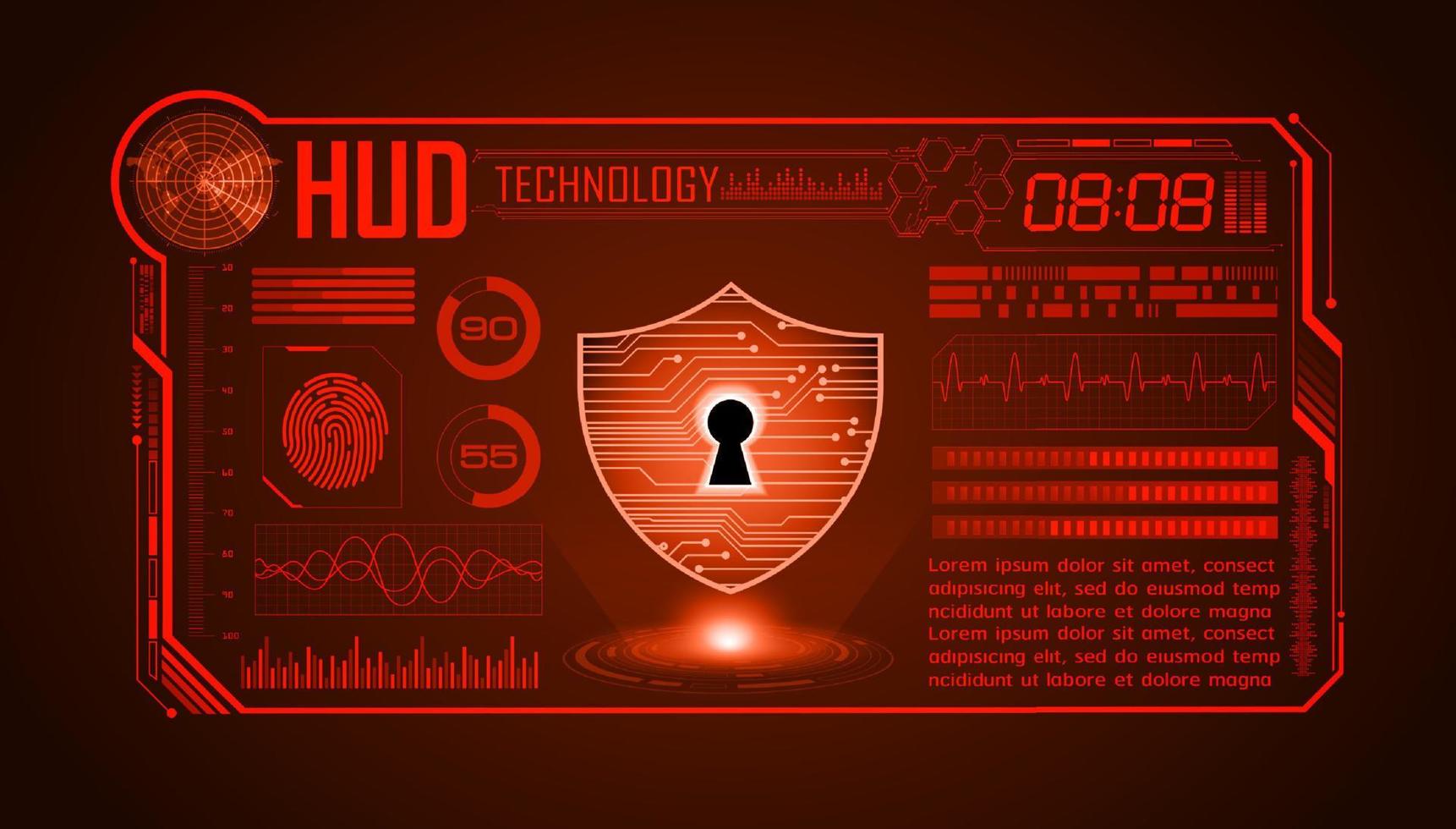 Modern HUD Technology Screen Background with lock vector