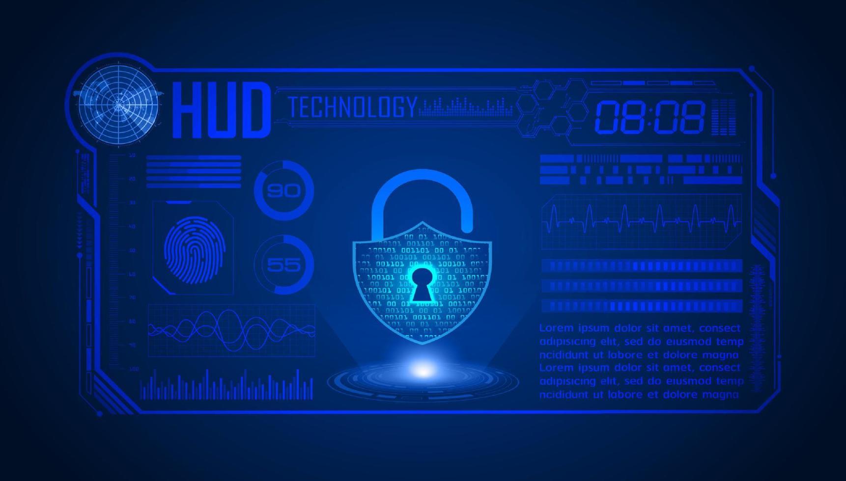 Modern HUD Technology Screen Background with lock vector