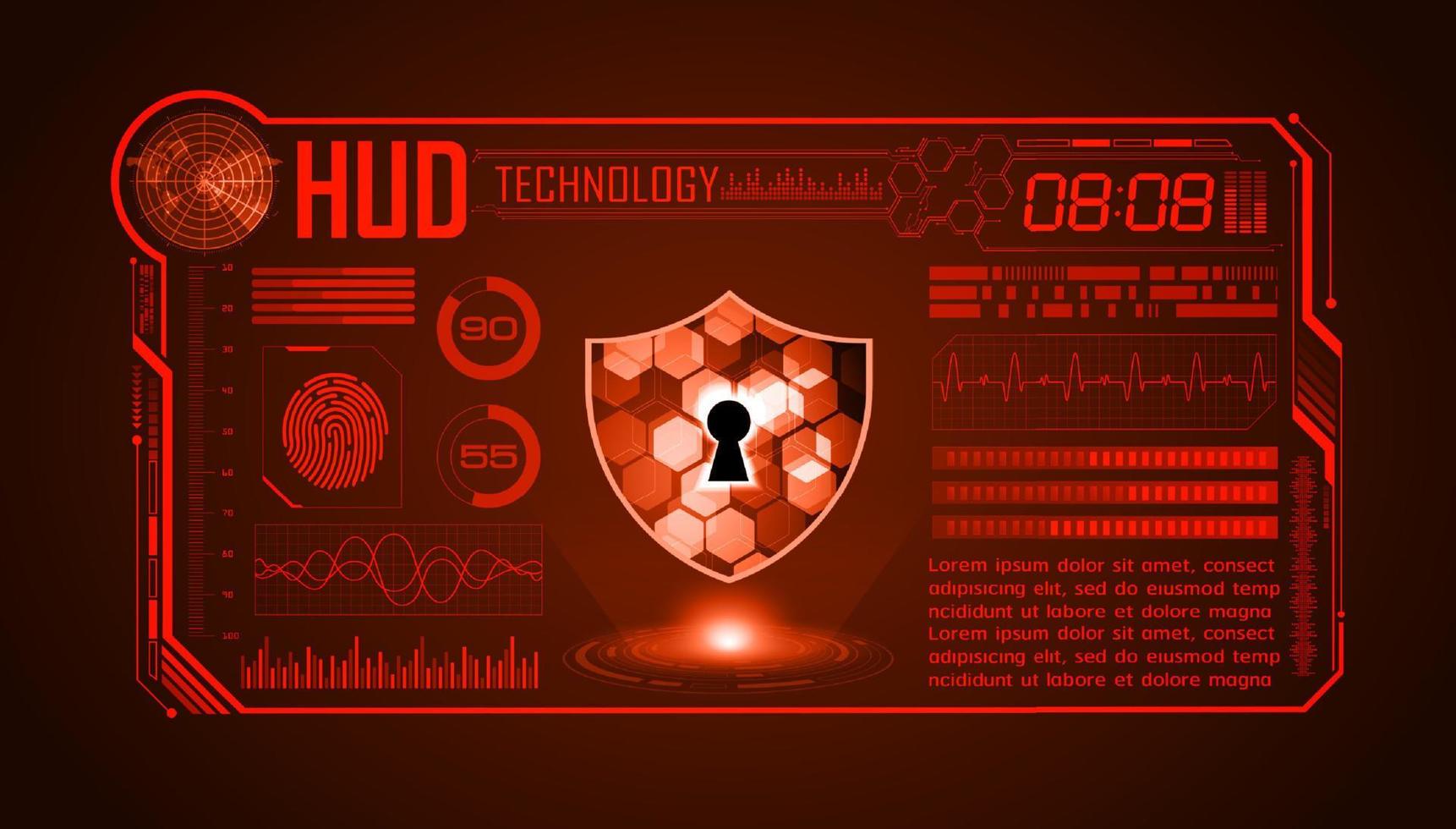 Modern HUD Technology Screen Background with lock vector