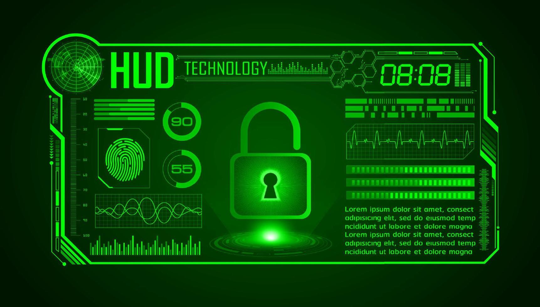 Modern HUD Technology Screen Background with lock vector