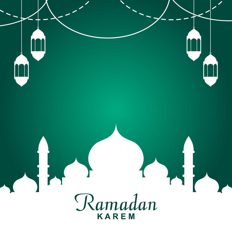 ramadan kareem greeting background design with mosque illustration vector