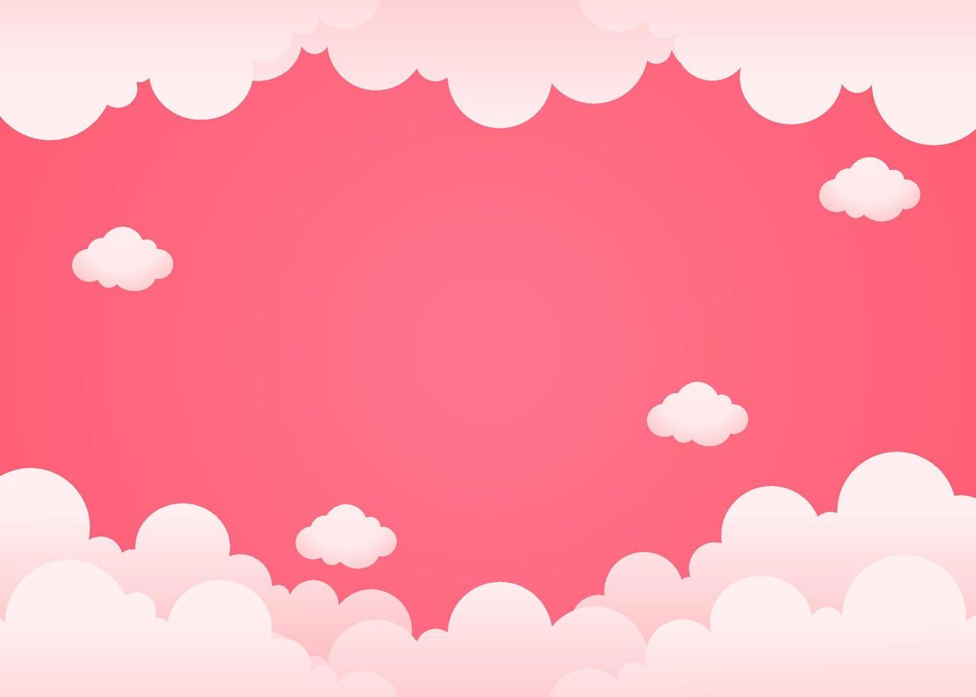 pink background with clouds illustration for valentines day celebration and greeting card vector