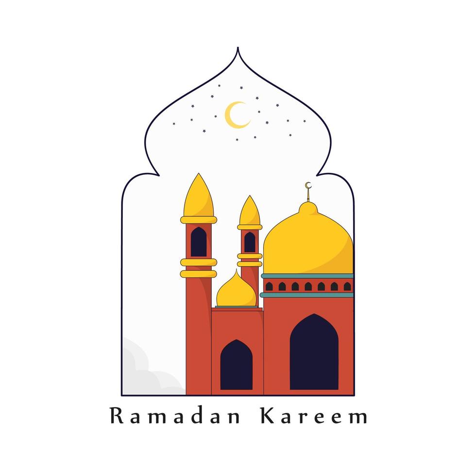 ramadan kareem greeting background design with mosque illustration vector