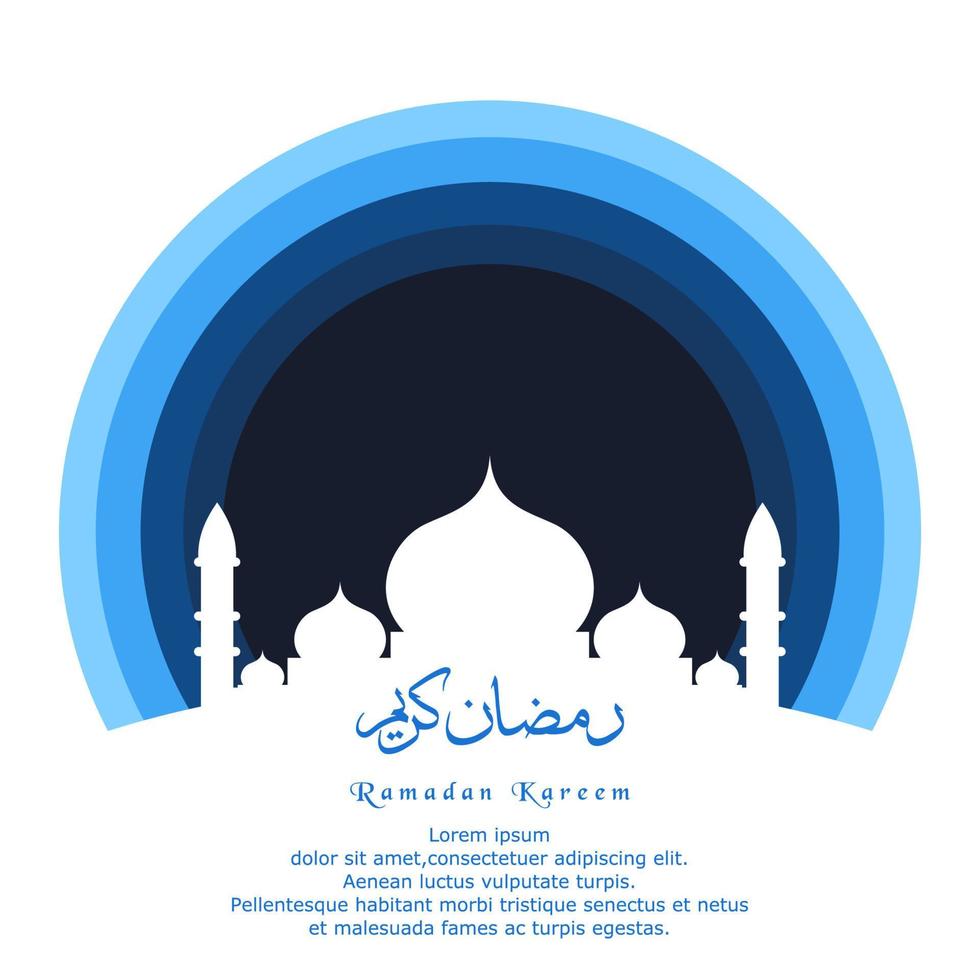 diseño de fondo de saludo ramadan kareem con ilustración de mezquita vector