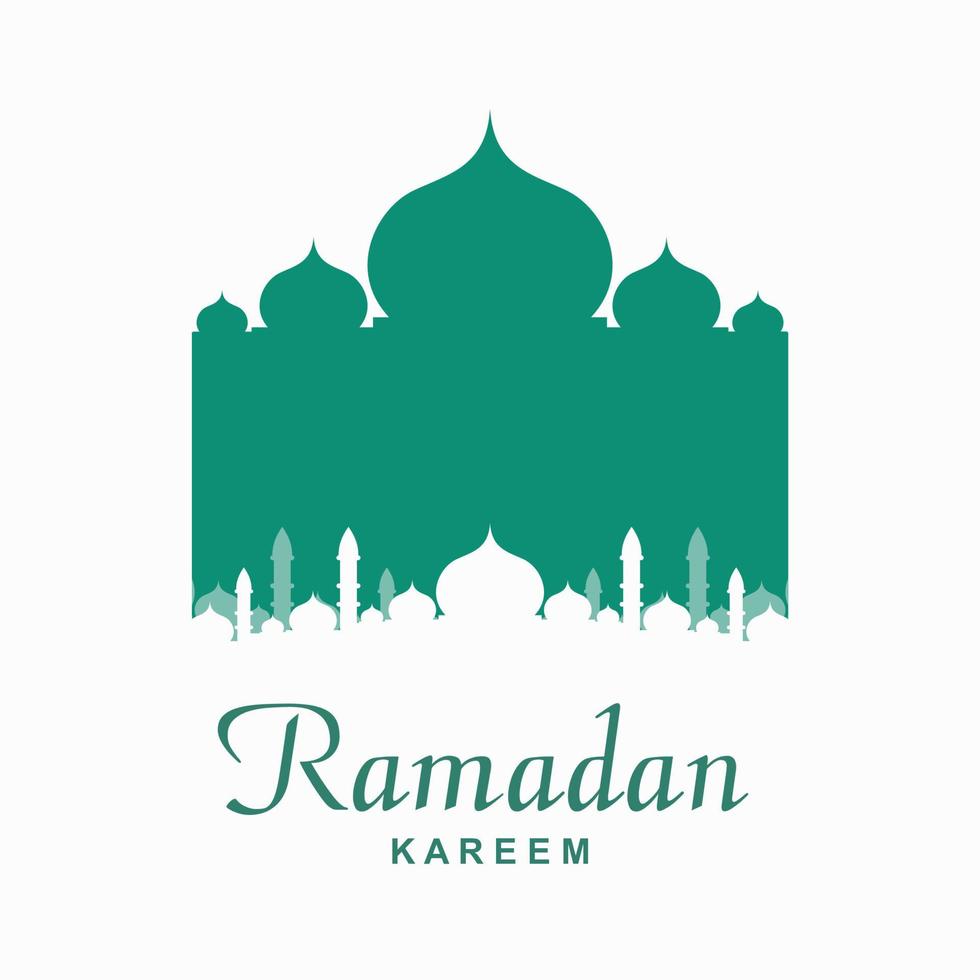 ramadan kareem greeting background design with mosque illustration vector