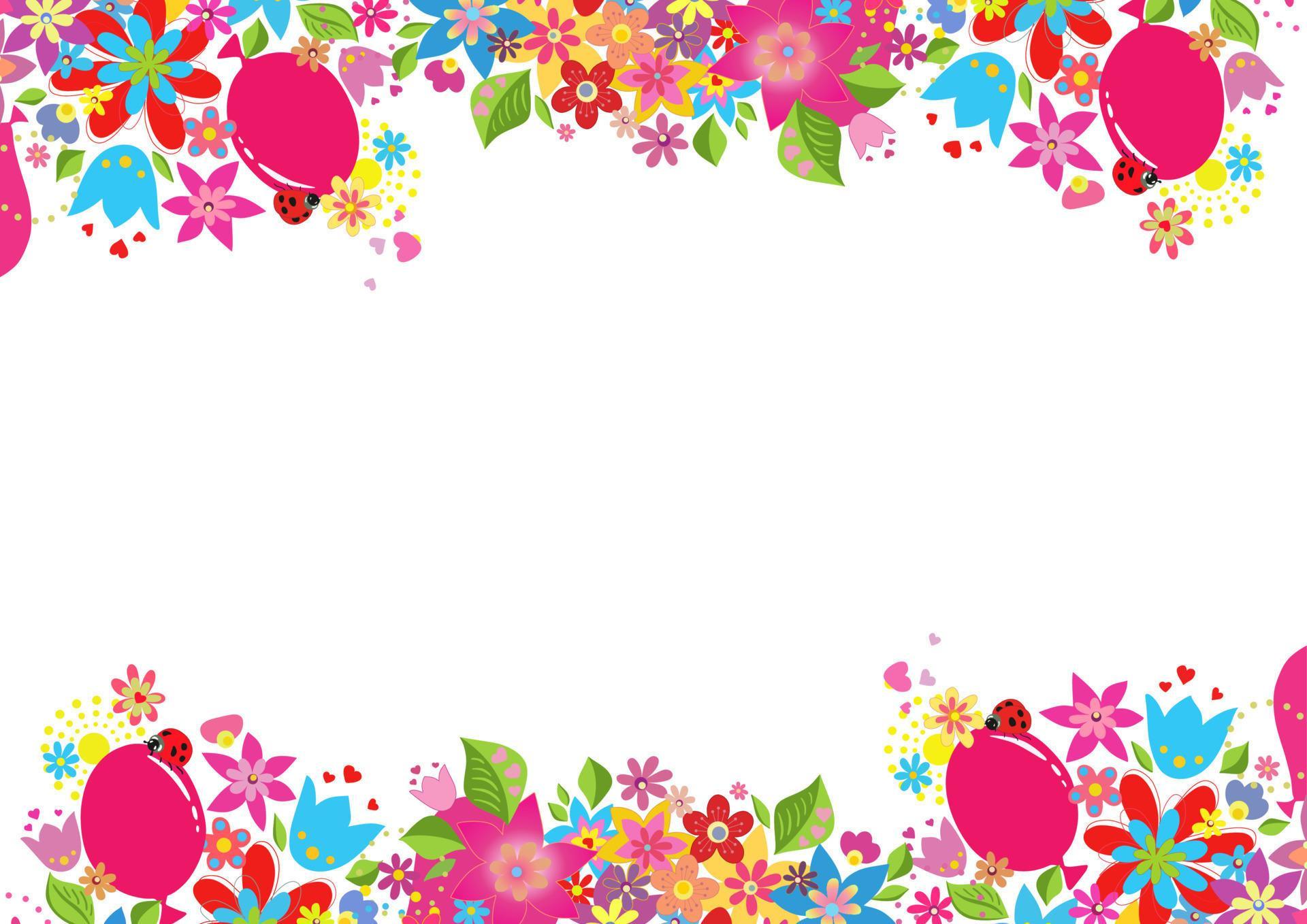 Colorful flower background. Beautiful banner floral and leaves template