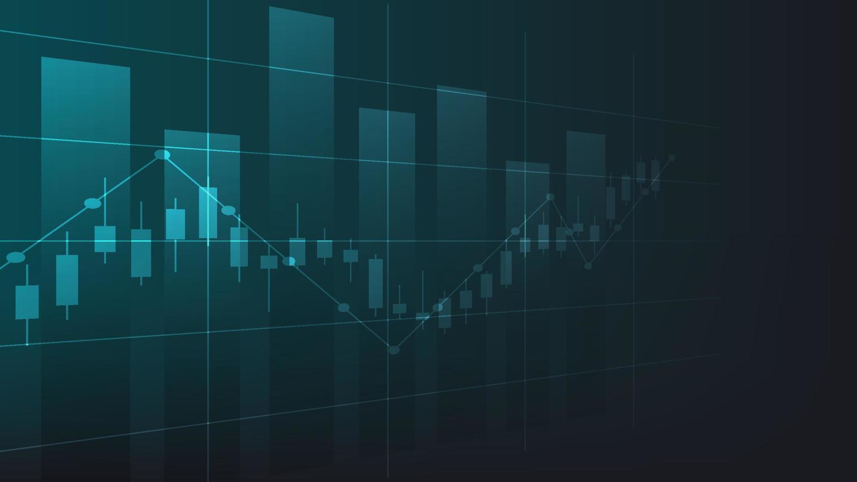 concepto de fondo de economía y finanzas. estadísticas de negocios financieros candelabros y gráfico de barras del mercado de valores vector