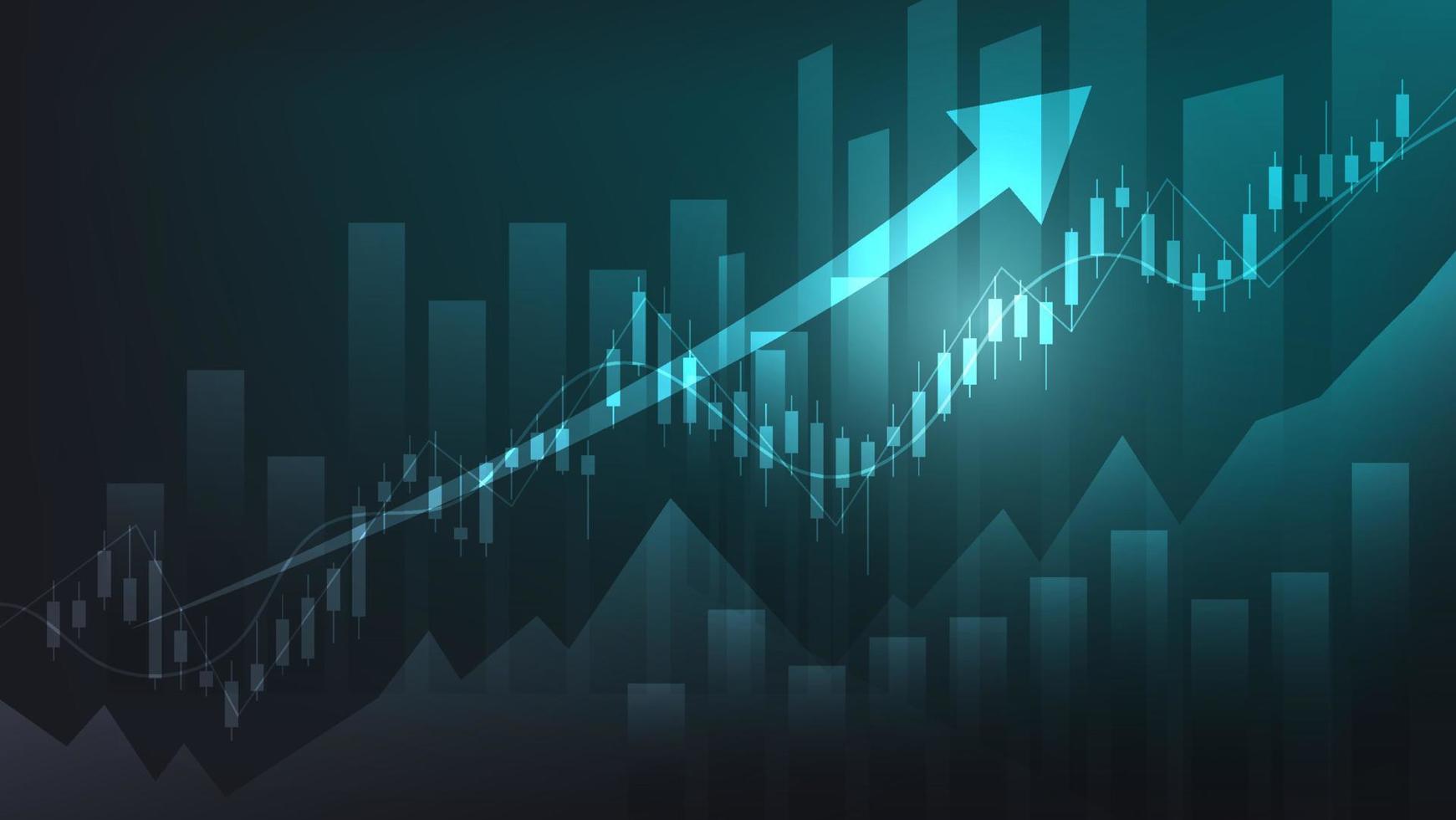 concepto de fondo de economía y finanzas. estadísticas de negocios financieros candelabros y gráfico de barras del mercado de valores vector