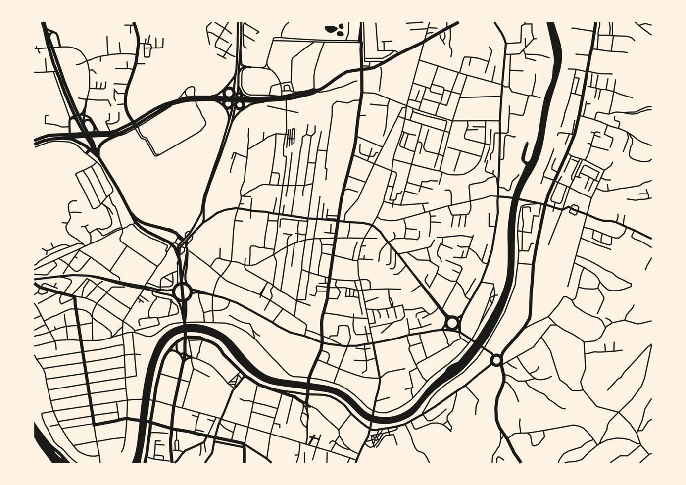 Vilnius city navigation map with river and streets vector