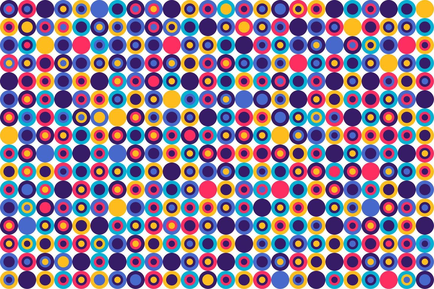 Colorful geometric shape mosaic. Colored dot pattern background geometrical vector graphic. White seamless pattern with bright circles.