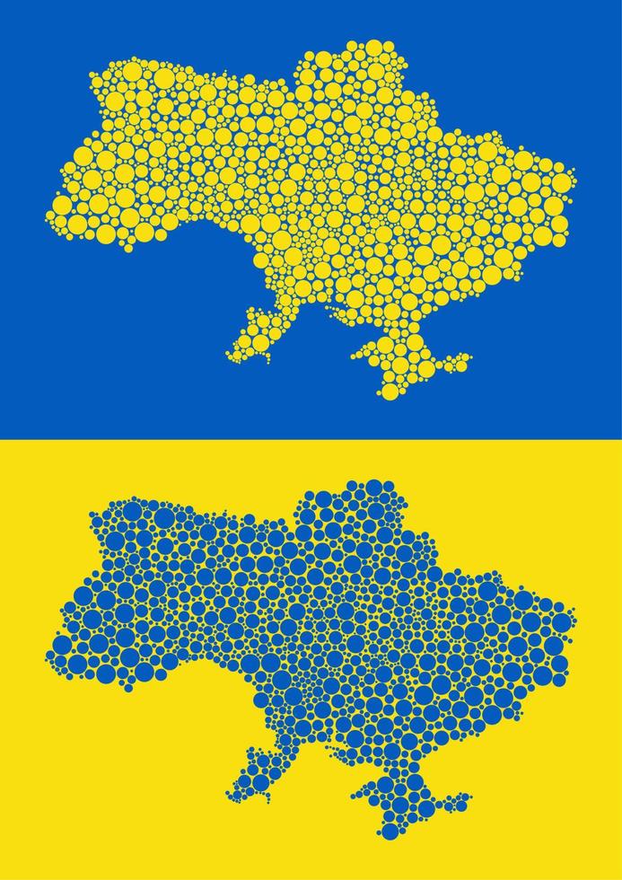 Ukraine map on blue and yellow background. Flag of Ukraine. vector