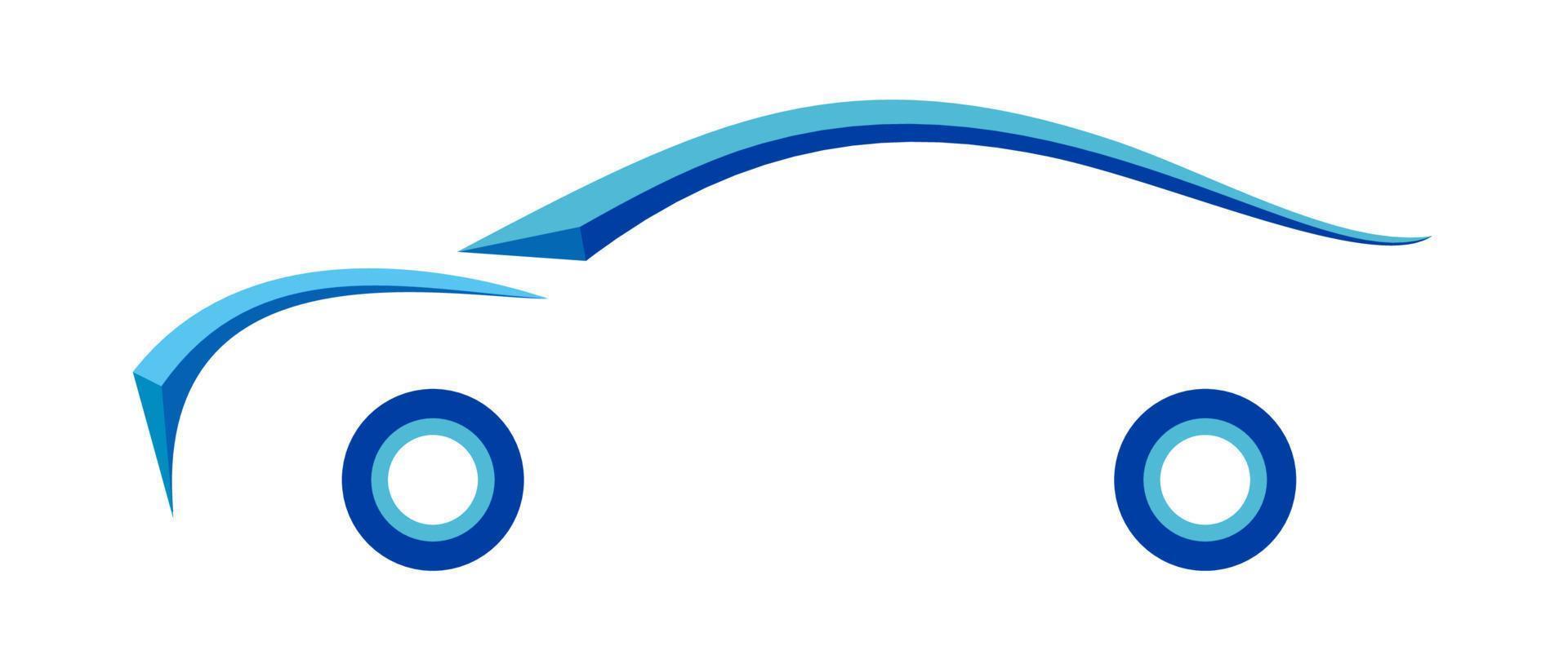 Blue car logo design. Side view car. vector