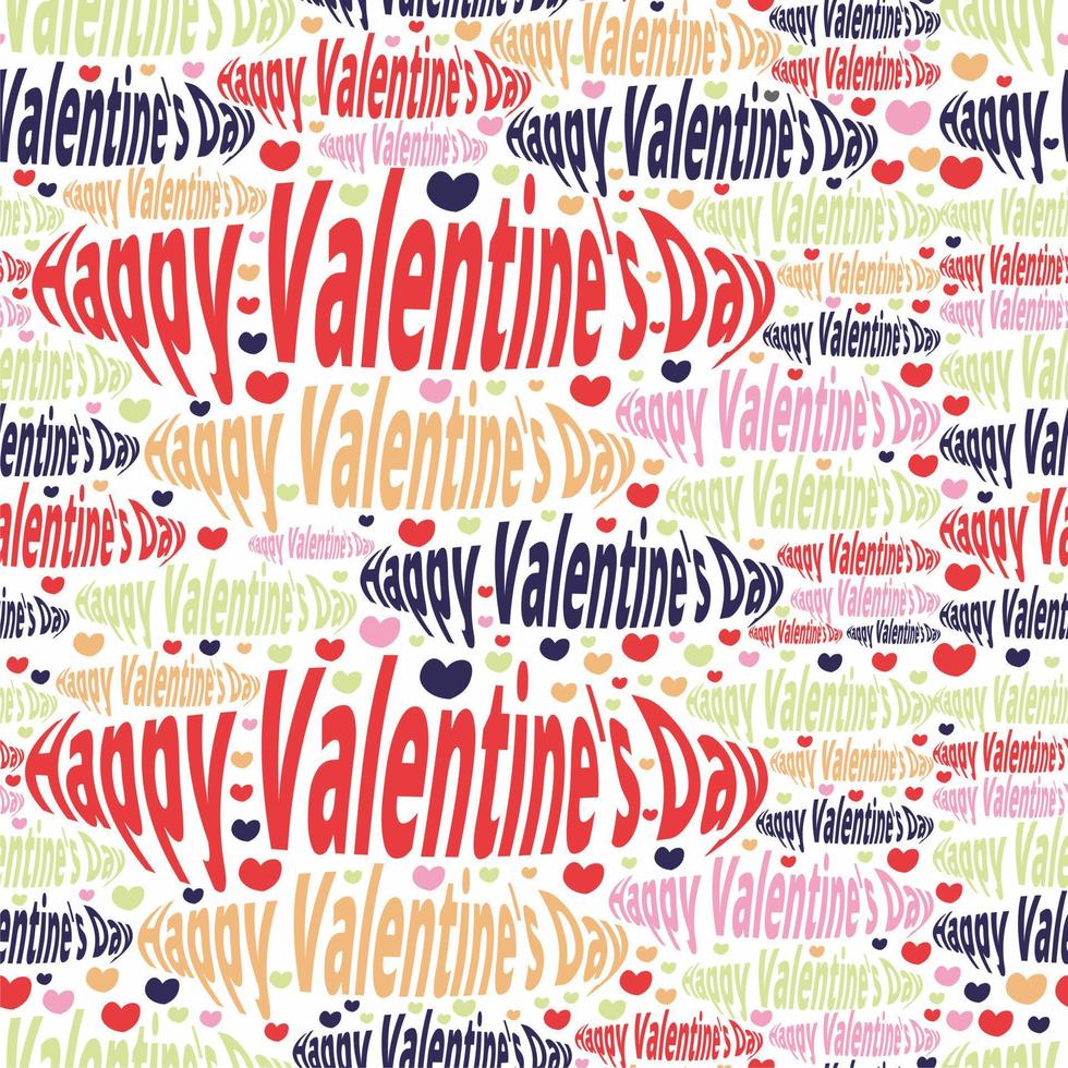 Distorted words Happy Valentines Day seamless pattern. Card, invitation, banner or poster. Text elements. Composition. Group of words. Love day. Wrapping paper, print, textile, fabric. vector